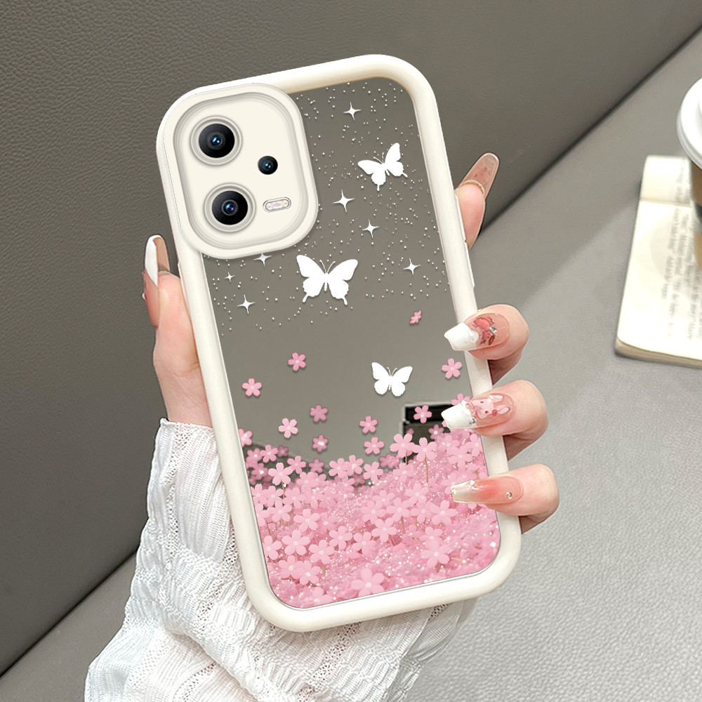 Xiaomi Poco M3 Pro Redmi หมายเหตุ 10 5G สําหรับกระจก Softcase กรณี HP โทรศัพท์ Kesing ปลอกดอกไม้ผีเส