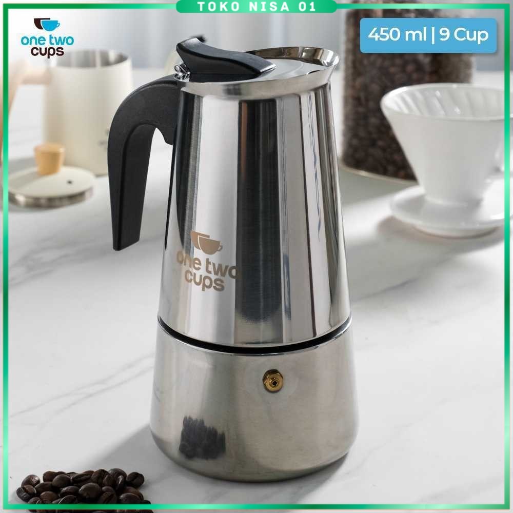 One Two Cups เครื่องชงกาแฟ Moka Pot Stovetop 9 ถ้วย 450ml - Z20
