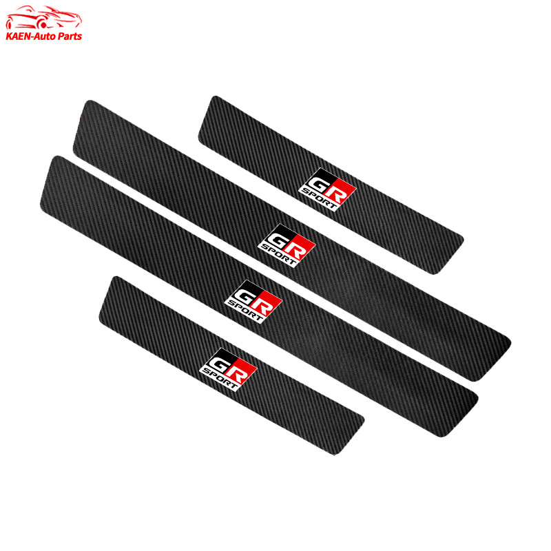 4/8 ชิ้น สําหรับ Toyota GR Door Sill แถบป้องกันหนัง Toyota ยินดีต้อนรับเหยียบเกณฑ์แถบรถตกแต่งภายในอุปกรณ์ตกแต่ง GR 86 Yaris Corolla Cross Altis Supra Wish Vios Sienta Avanza Fortuner Camry Hilux Revo Yaris ATIV Yaris Cross Veloz Prius Innova Hiace