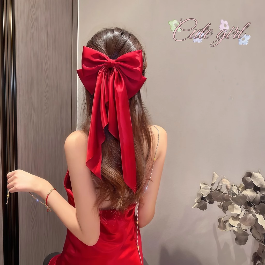 Cute_Girl🎀🎀 เครื่องประดับผม โบว์ใหญ่ การออกแบบสตรีมเมอร์ คลิปสปริง หวานและอ่อนโยน กิ๊บติดผมโบว์