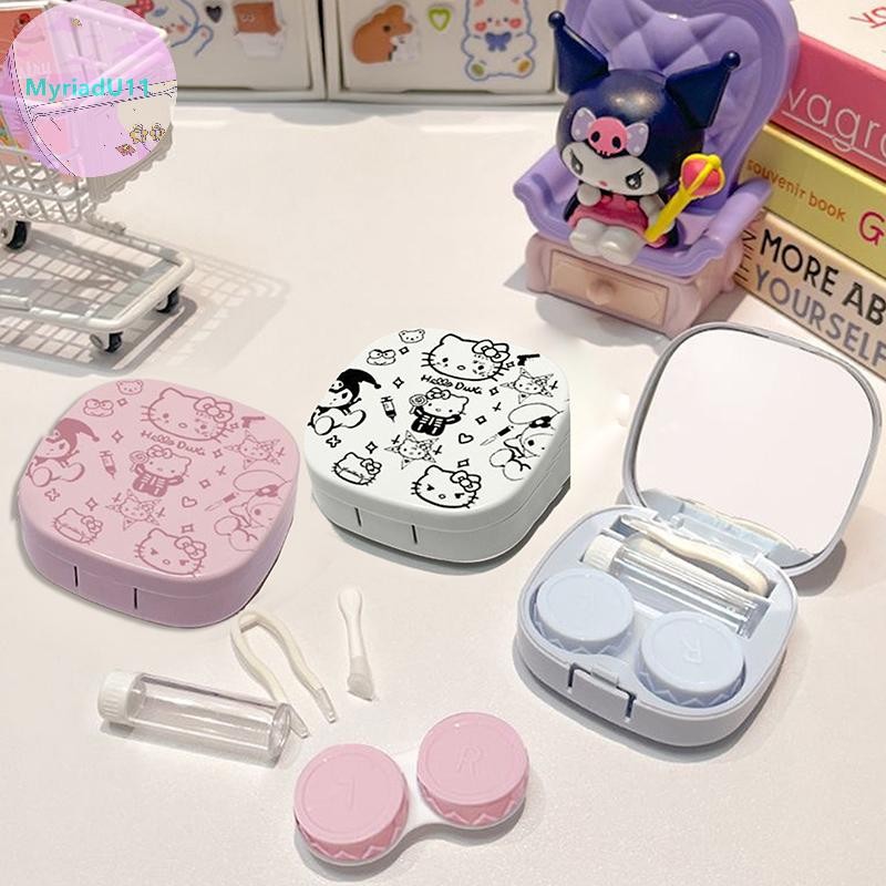 MyriadU Dopamine Hello Kitty คอนแทคเลนส์กรณี Sanrio KT Cat ความงามนักเรียนกล่องเก็บเครื่องสําอางแบบพ