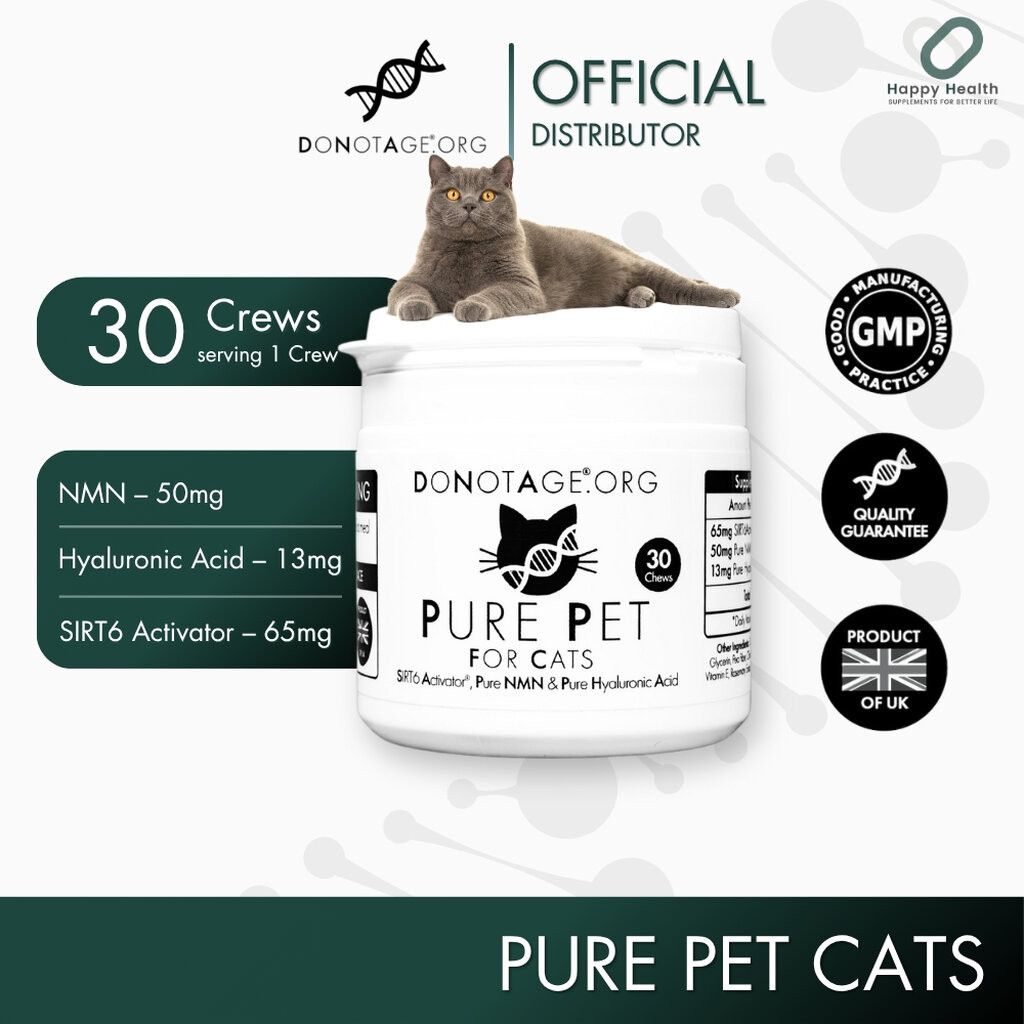 Pure Pet (for Cats) NMN + SIRT6 Activator + Hyaluronic Acid (30 Chews) Do Not Age (100 mg. of NMN) อาหารเสริมชะลอวัยส…