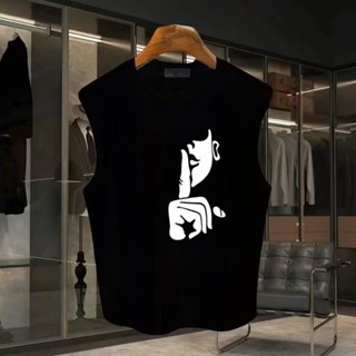 NEW เสื้อแขนกุด สกรีนลายเท่ๆ ลายสวย ขาวดำ OP-1120