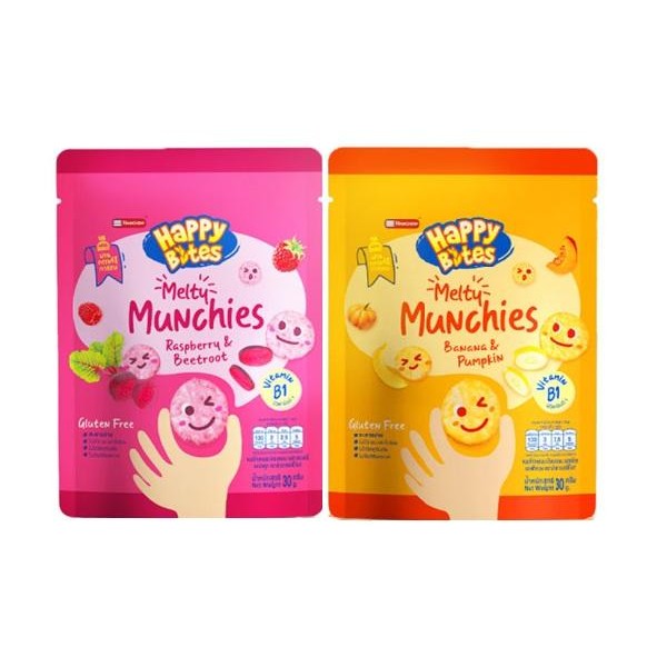 Happy Bites แฮปปี้ไบท์ ขนมข้าวหอมมะลิกรอบ ขนาด 30 กรัม 1 ซอง