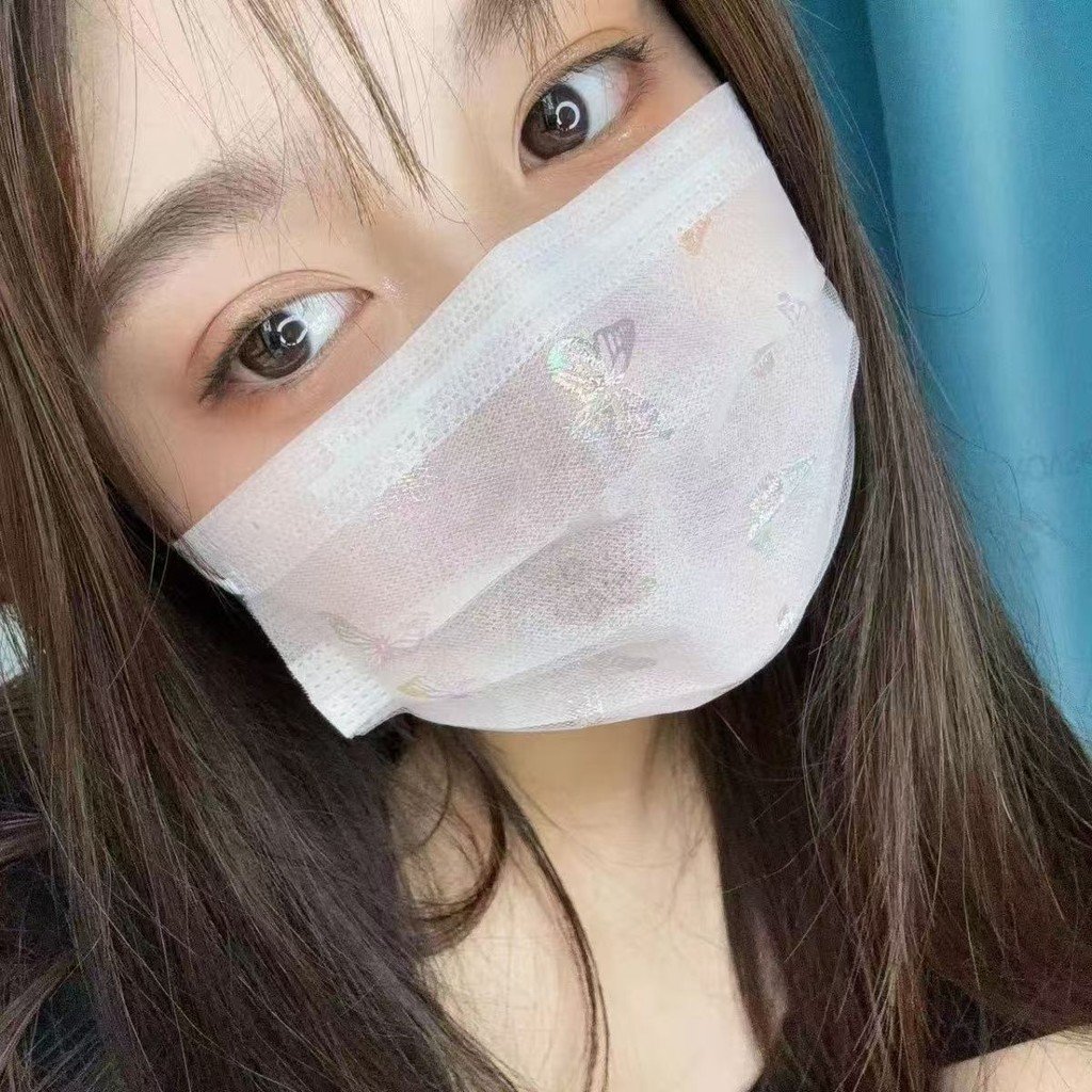 หน้ากากกันแดดคนดังทางอินเทอร์เน็ตใหม่สําหรับผู้หญิงในฤดูร้อนหน้ากากลายดอกไม้ลูกไม้น้ําหนักเบาส่วนบุคคลและทันสมัย
