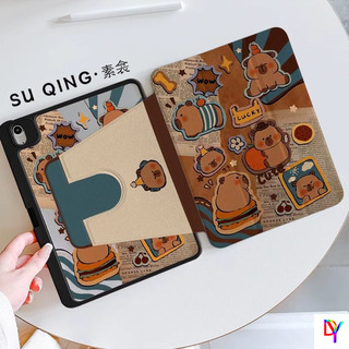 เคส iPad หมุนได้ 360 องศาสําหรับ iPad11 2025 Pro11 air6/5/4 10.9 10.5 10th 2022 gen7gen8gen9 10.2 นิ้ว Mini6/7 น่ารัก Kapibala ฝาครอบป้องกันพร้อมช่องเสียบปากกา