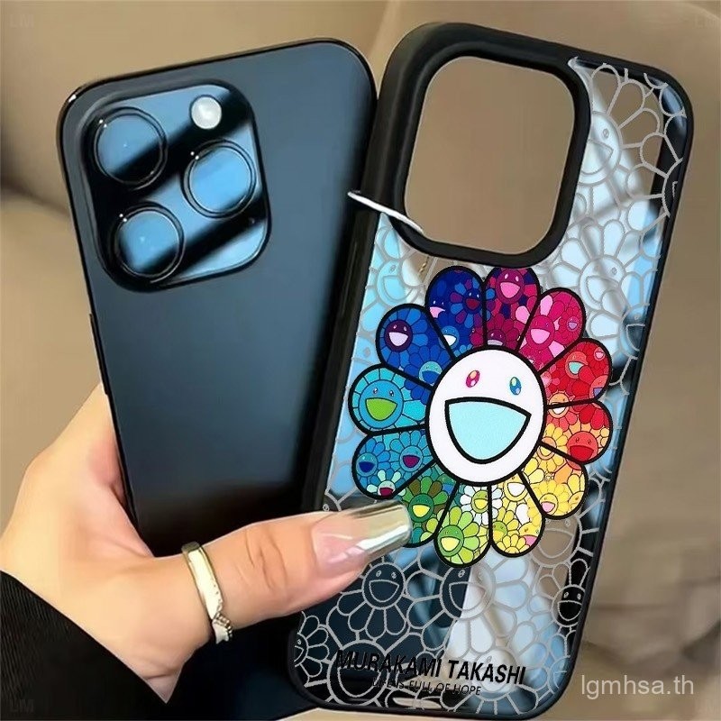 กระจกแม่เหล็ก Hard Happy Stitch ดอกไม้เคสโทรศัพท์สําหรับ iPhone 17 Pro Max 17 Air 16 Plus 15 14 13 12 11 ปลอกกันกระแทก