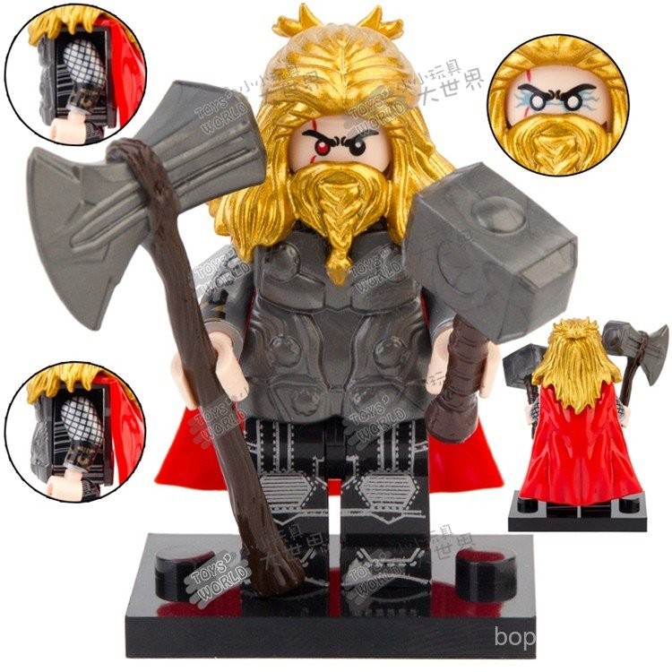 ฟิกเกอร์ของเล่นบล็อกประกอบจากบุคคลที่สาม Avengers Beard Thor Storm Hammer Armor V001 HMFQ