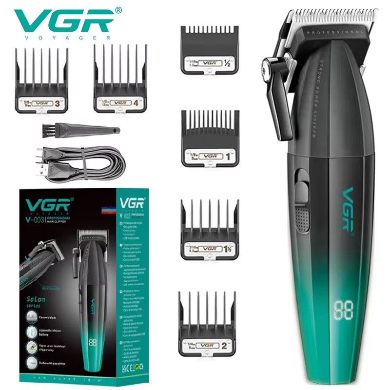 Vgr Professional ไร้สายชายไฟฟ้าผม Trimmer มอเตอร์ 9000rpm สําหรับ Beard Hair Trimmer V-003