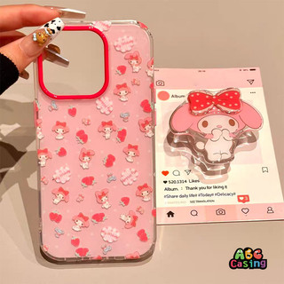 เคสโทรศัพท์สำหรับ IPhone 17 16 14 11 15 13 12 Pro Max XR XS Max X 16 8 7 15 Plus SE2020 เคสพิมพ์ลายเมโลดี้สีชมพูแสนหวาน