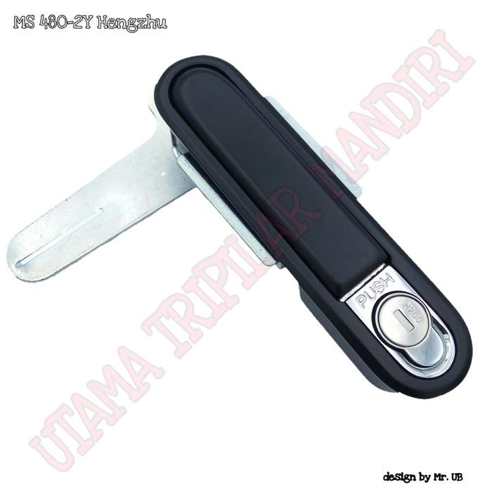 Push Lock Panel Lock MS 480-2-1Y รูปไข่สีดํา ขนาด 14 ซม. Hengzhu
