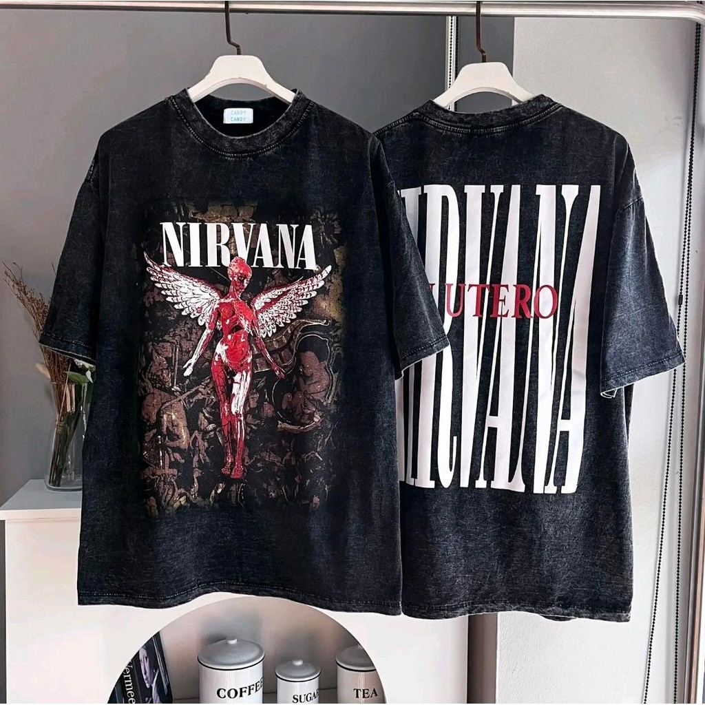 Top.street 🚀เสื้อยืด Oversize เสื้อ"NIRVANA"คอกลม แขนสั้น cotton100% เสื้อยืดผ้าฝ้าย แฟชั่น ไม่ต้องรีด เสื้อสตรีท3xl
