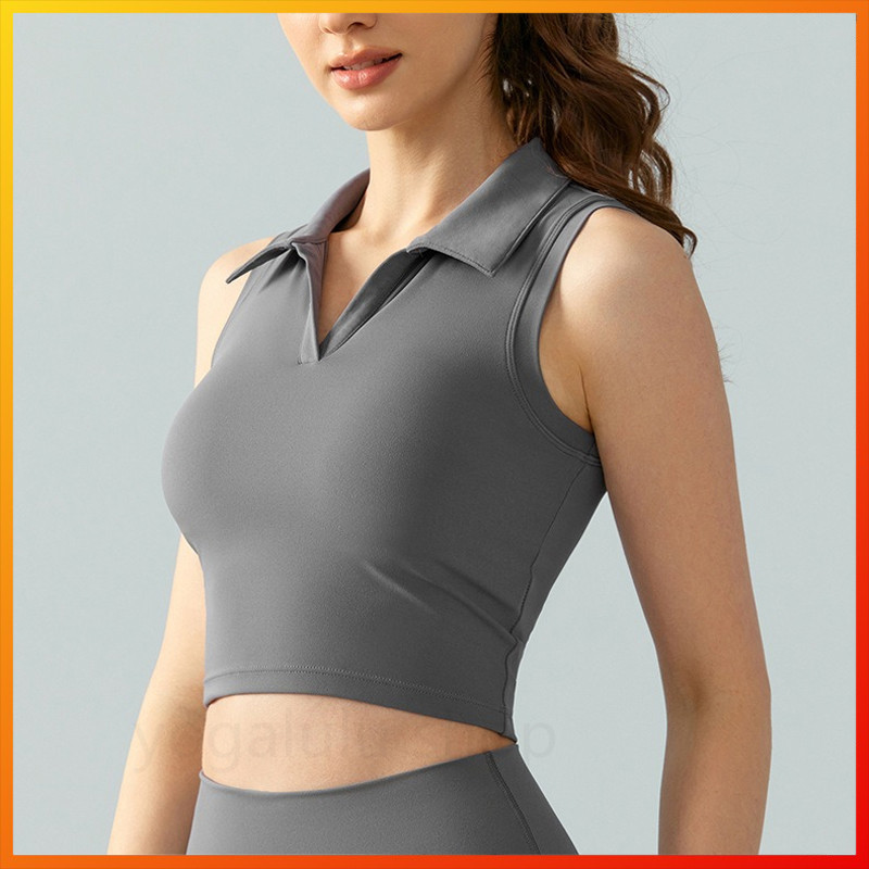 Lulu เสื้อกั๊กกีฬาโยคะ Slim-Cut ดีไซน์แขนกุดคอปก DSG673