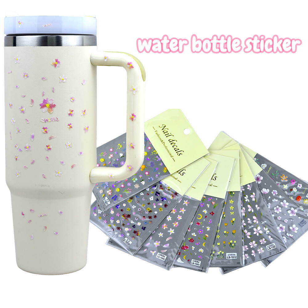 SUGAW Water Botter Sticker Tumbler ดอกไม้รูปแบบสติกเกอร์ขวดน้ําตกแต่ง DIY สติกเกอร์สําหรับ Owala, Stanley Tumbler