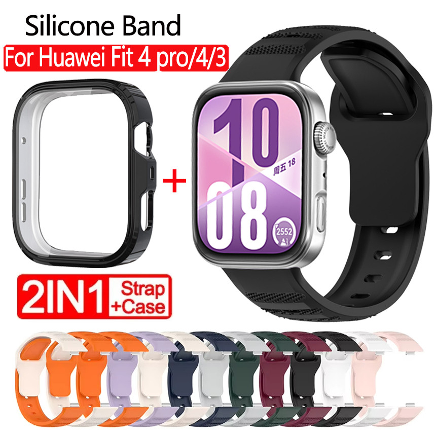 กรณี + SIlicone สําหรับ Huawei Watch Fit 4 Pro สมาร์ทนาฬิกาสร้อยข้อมือกีฬาสําหรับ Huawei Watch Fit 4 2025 อุปกรณ์เสริมใหม่ล่าสุด