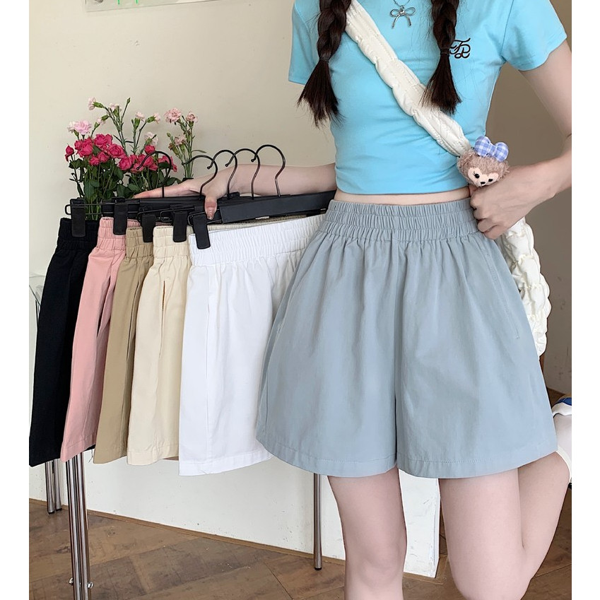 Laterme S-4XL กางเกงขาสั้นผู้หญิง กางเกงขาสั้นลําลอง สีพื้น ไม่บาง ผ้าดีใส่สบาย