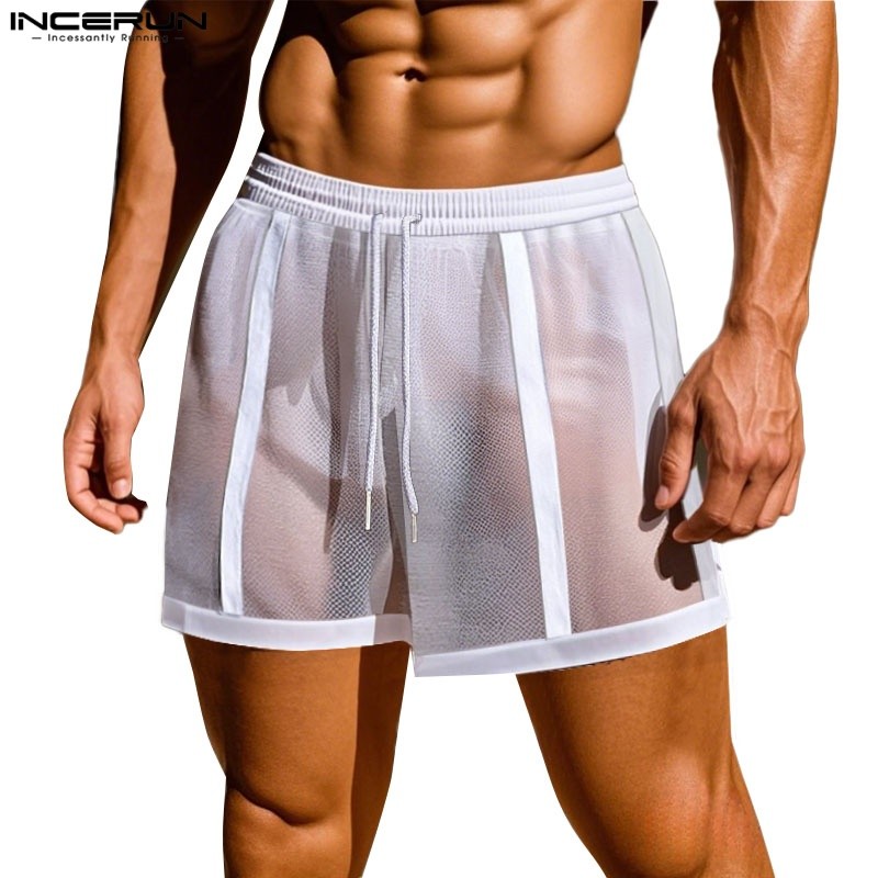 ไม่แน่นอน กางเกงขาสั้นลายทางกลวงสําหรับผู้ชาย