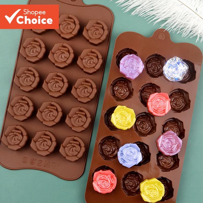 แม่พิมพ์เค้กซิลิโคน 15-in-1 3D Rose Chocolate