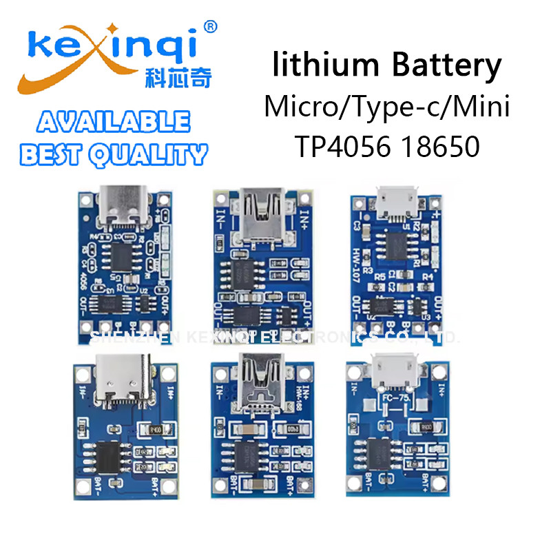 (1-5 ชิ้น) TP4056 18650 แบตเตอรี่ลิเธียมชาร์จ Micro/Type-c/Mini พร้อมโมดูลชาร์จป้องกัน 1A