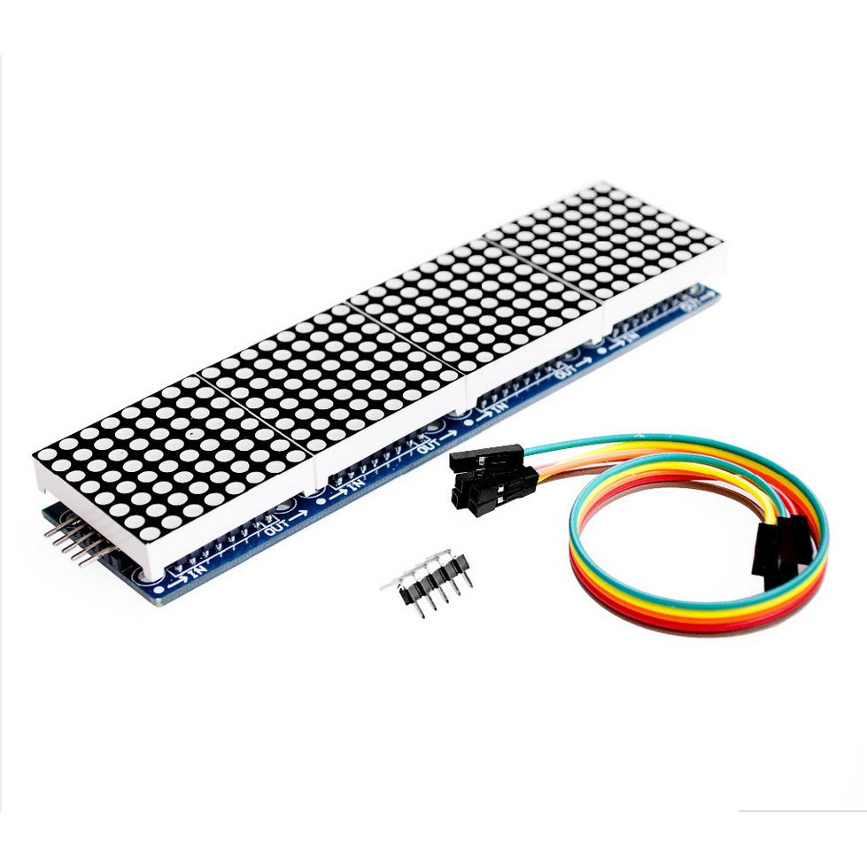 (BLUE) MAX7219 Dot Matrix module for Arduino , ESP8266 (4 in 1 Display with 5P Line)