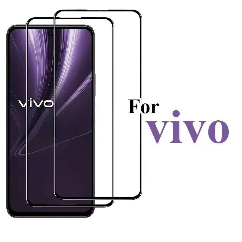 กระจกนิรภัยสําหรับ vivo T4x T4 T3x T3 T2x T2 4G 5G Lite อินเดียสีดําขอบป้องกันหน้าจอสําหรับ vivo T1x