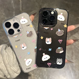 เคส iPhone 16 Pro Max iPhone 11 เคสใสแบบแวววาว TPU นุ่มสีสันสดใส สัตว์น่ารักและสวยงาม Compatible iPhone15 Pro max 14 13