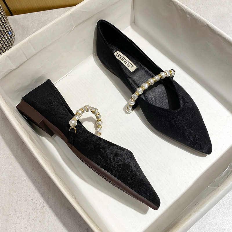 รองเท้าผู้หญิงขนาดใหญ่ (32-44) ขนาดเล็ก 32 33 34 Slip-On Soft-Soled ฤดูใบไม้ร่วงสไตล์ฝรั่งเศส Pointe