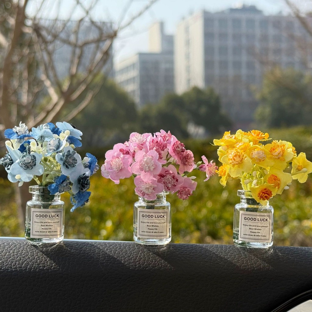 Simple Glass Bottle Artificial Flower Car Accessories Decoration Vase Flower Car Accessories Dashboa