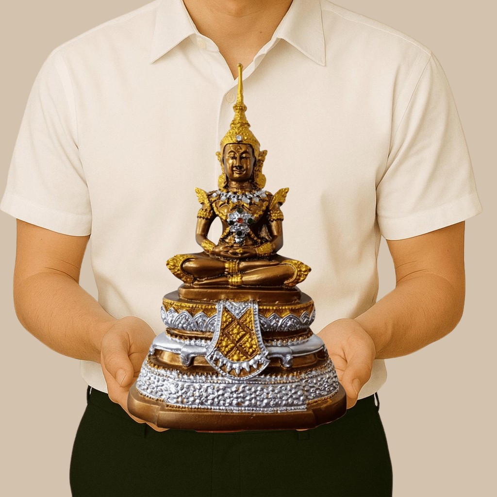 พระแก้ว แบบฤดูร้อน สี3K เนื้อเรซิ่น ขนาดหน้าตัก 5 นิ้ว (ขนาดกว้าง 7 นิ้ว สูง 10 นิ้ว) lekshop09 พร้อ