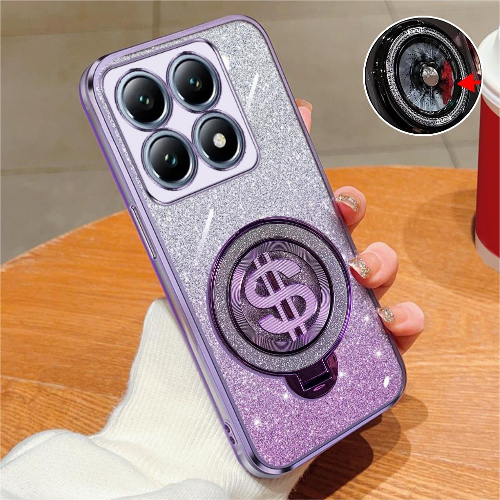 Xiaomi 14 14 14T Pro 5G Softcase Glitter Ring Dollar Magsef Holder เคสพรีเมี่ยม