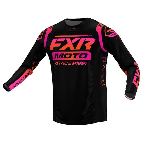 FXR Racing Revo Comp Jersey 2025 Fla-Mango Black เสื้อแห้งเร็วระบายอากาศได้สบาย