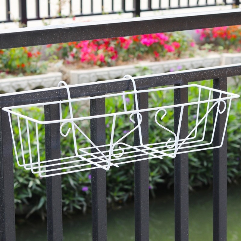 เหล็กตารางกระถางดอกไม้ ใส่กระถางต้นไม้ได้ ผืนผ้าโลหะตกแต่งตะกร้าเก็บ ราวแขวนระเบียงอเนกประสงค์ แข็งแรง ทนทาน