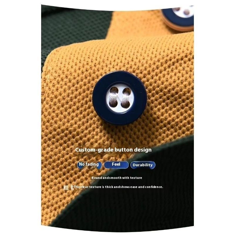 เสื้อโปโลแขนสั้นอเนกประสงค์พร้อมเย็บปักถักร้อยสีทองสำหรับกิจกรรมสบายๆและกึ่งทางการ - รูปที่ 5