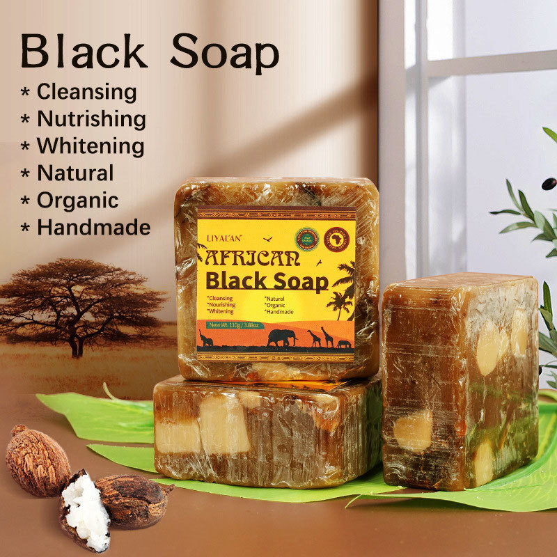 Preferred#African Black Soap Raw Black Soap Body Cleansing Bath Soap Black Handmade Scented Soap WY1