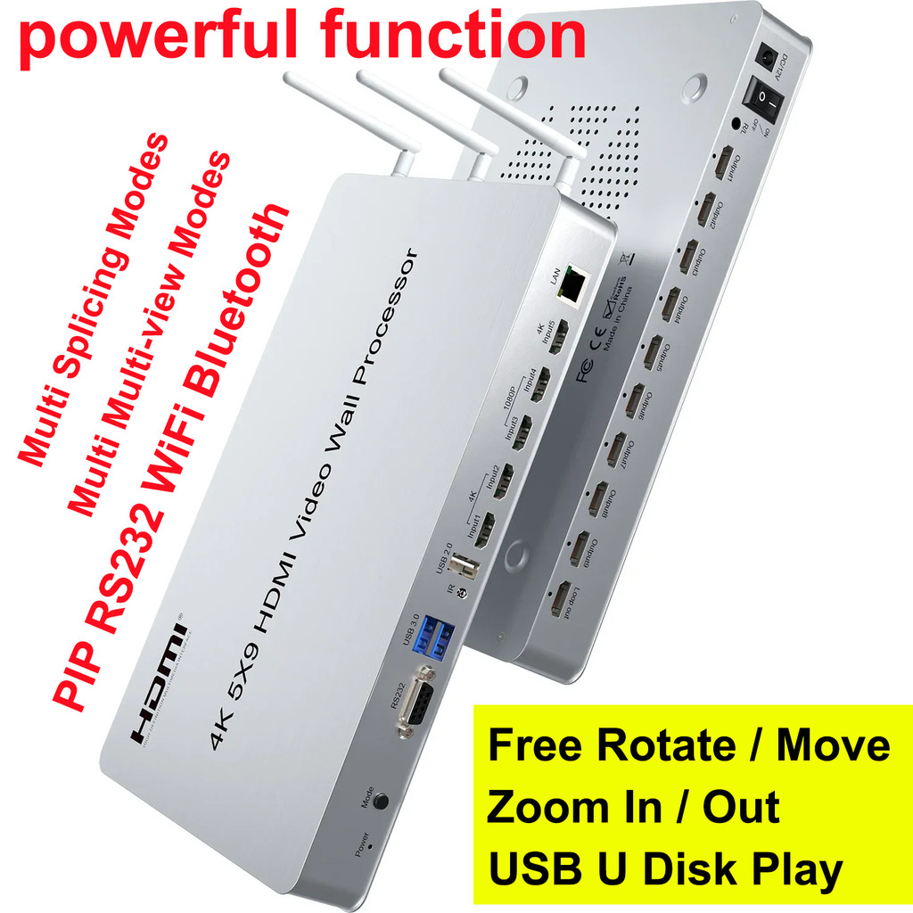 PIP 4K HDMI Video Wall Controller 5x9 2x2 3x3 แนวตั้งภาพหน้าจอ Splicing โปรเซสเซอร์ TV Splicer ซูมออ