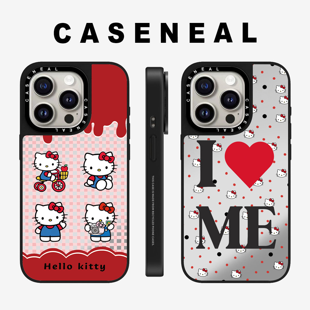 Drop proof CASENEAL เคสโทรศัพท์สําหรับ iPhone 16promax 16pro 16 15Pro 15promax 14promax 13 13promax พิมพ์ด้านข้างเคสแข็ง I LOVE Kitty 12promax กรณี iPhone 11 กรณีคุณภาพสูง