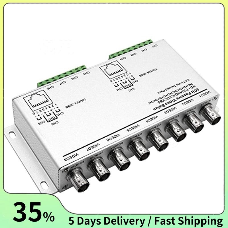 8-CH UTP 720P/1080P HD Passive Video Balun Transceiver,BNC ถึง Cat5/5E/6 RJ45 (T568B) UTP Cable Conv