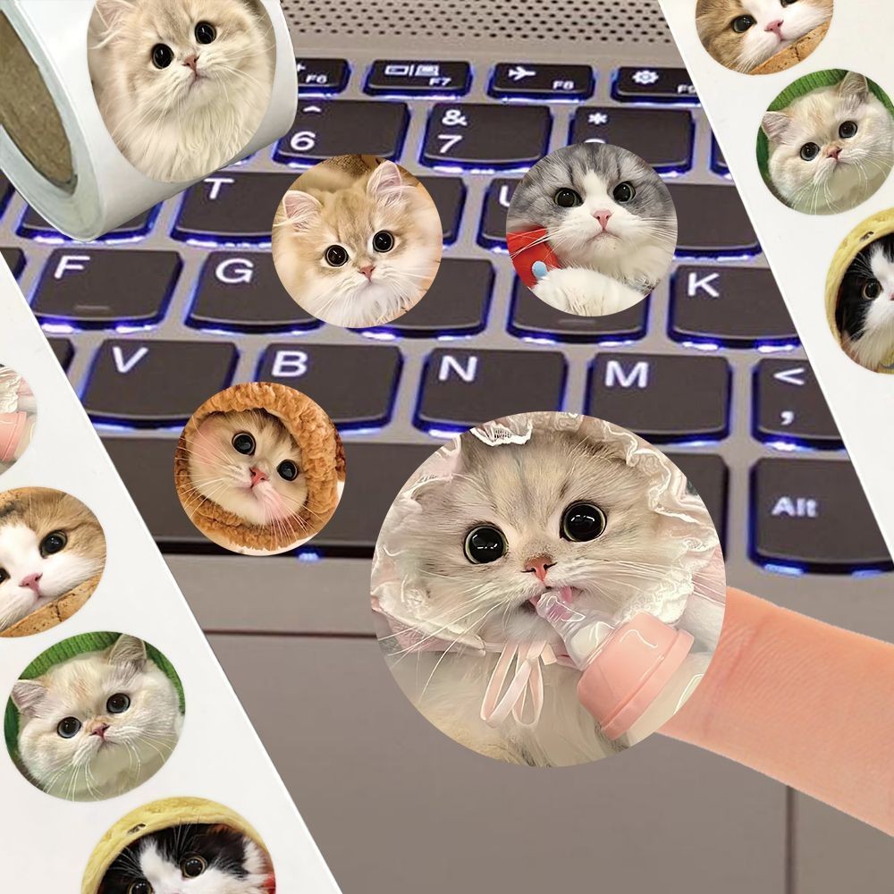 [ 500 ] สติ๊กเกอร์ใหม่น่ารัก หัวแมวม้วน สติ๊กเกอร์ หัวแมว หัวแมว ราคา ถูกที่สุด ดีลบีเคเค