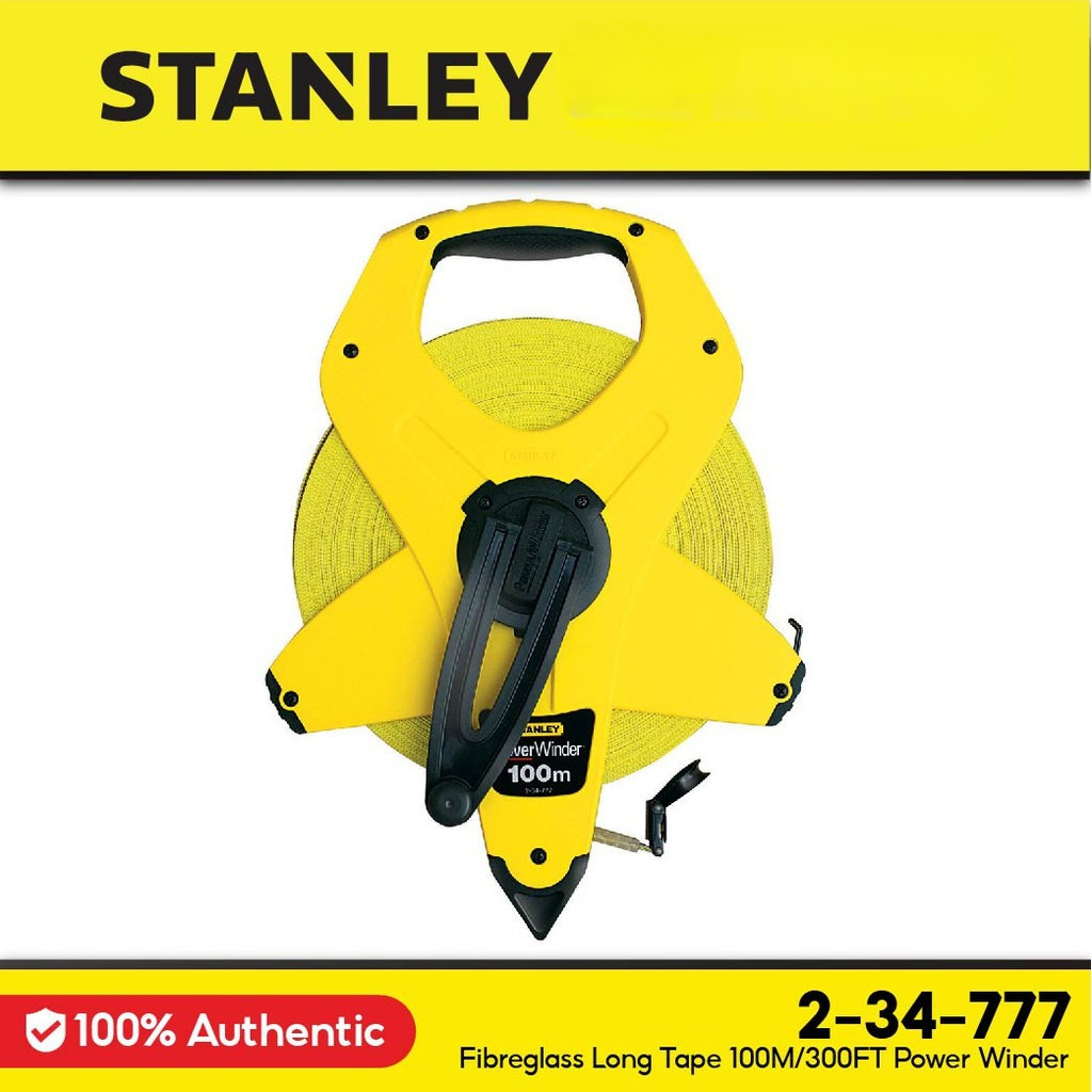 [ STANLEY ] (2-34-777) Power Winder Fibreglass Long Tape 100m / 330ft | ตลับเมตรเปิดม้วน