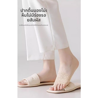 ลูกไม้สีดําถุงเท้าครึ่งปาล์มผู้หญิงฤดูร้อนบาง Low-Top ตาข่าย Breathable สีขาวที่มองไม่เห็น Anti-Slip สูง