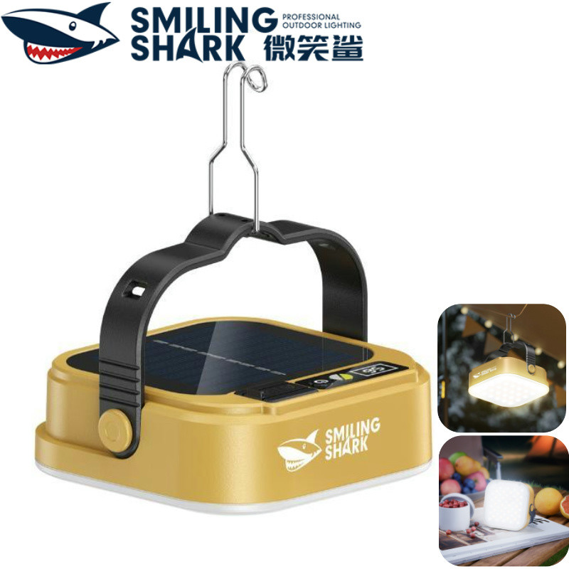 SMILING SHARK LY8307 LED Camping Light 6 โหมดสีขาว Warm Light พลังงานแสงอาทิตย์ Type-c ชาร์จ Camping โคมไฟกันน้ํากลางแจ้ง Camping Light