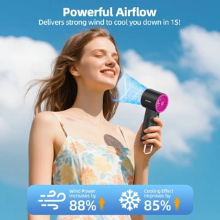 GOOJODOQ GFS002 4000mAh พัดลมมือถือแบบพกพา ปรับความเร็วได้ 100 ระดับพร้อมฟังก์ชั่นไฟฉายจอแสดงผล LED