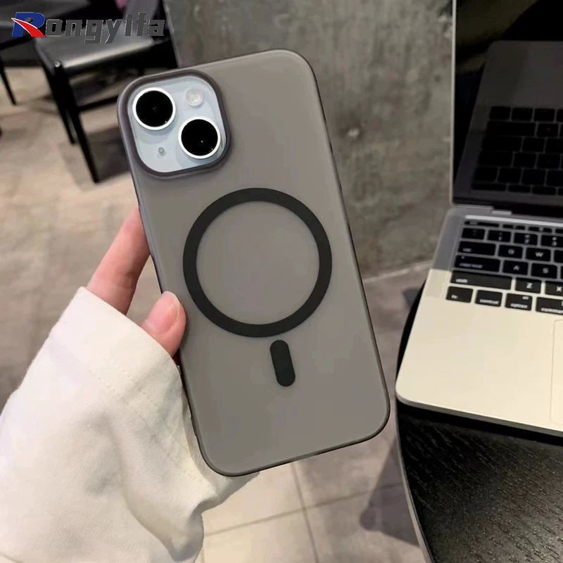 Frosted เคสโทรศัพท์แม่เหล็กสําหรับ OnePlus 13T 13R 13 12R 12 11 11R 10R 9 9R 9RT 8 8T 7 7T Pro ธุรกิจปลอกเรียบง่ายน่ารักสีทึบไร้สายชาร์จน้ําแข็งหมอก Hard Matte ฝาหลัง