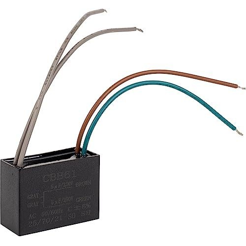 CBB61 5uf + 5uf 4 สาย 250V AC พัดลมเพดานตัวเก็บประจุ by BlueStars - แพ็ค 1 - ใช้ได้กับ New Tech - 50