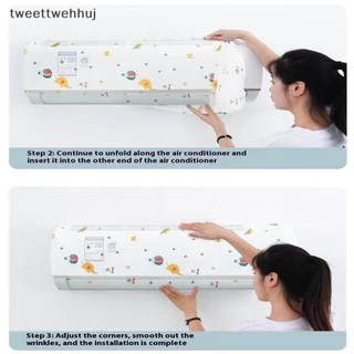 Tw 3 ชิ้นเครื่องปรับอากาศฝุ่นติดผนังเครื่องปรับอากาศ Universal Minimalist การ์ตูนล้างทําความสะอาดได้ PEVA ฝาครอบเครื่องปรับอากาศ huj