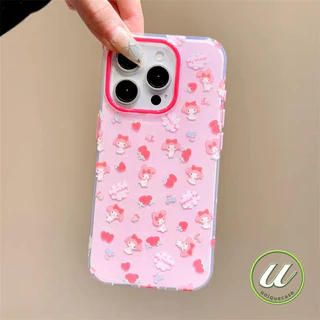 สร้อยข้อมือเมโลดี้สตรอเบอร์รี่หวาน เคส IPhone 11 16 13 14 15 12 Pro Max XR 7Plus 8 7 15 14 16 Plus X XS Max SE 2020