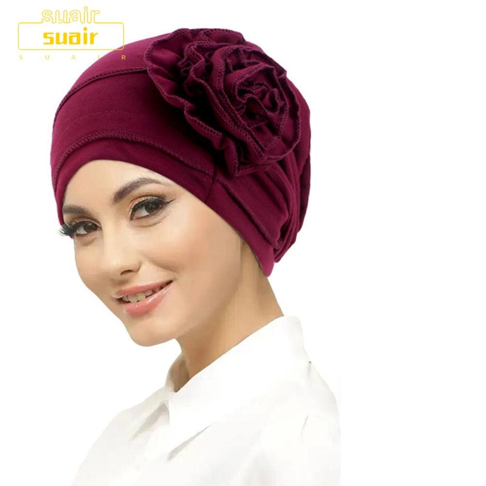 SUAIR หมวกดอกไม้ผ้าโพกหัว, การออกแบบดอกไม้หมวกอ่อน หมวกผมร่วง Chemo, หมวกคาดศีรษะแบบยืดหยุ่นแฟชั่นสําหรับผู้หญิง