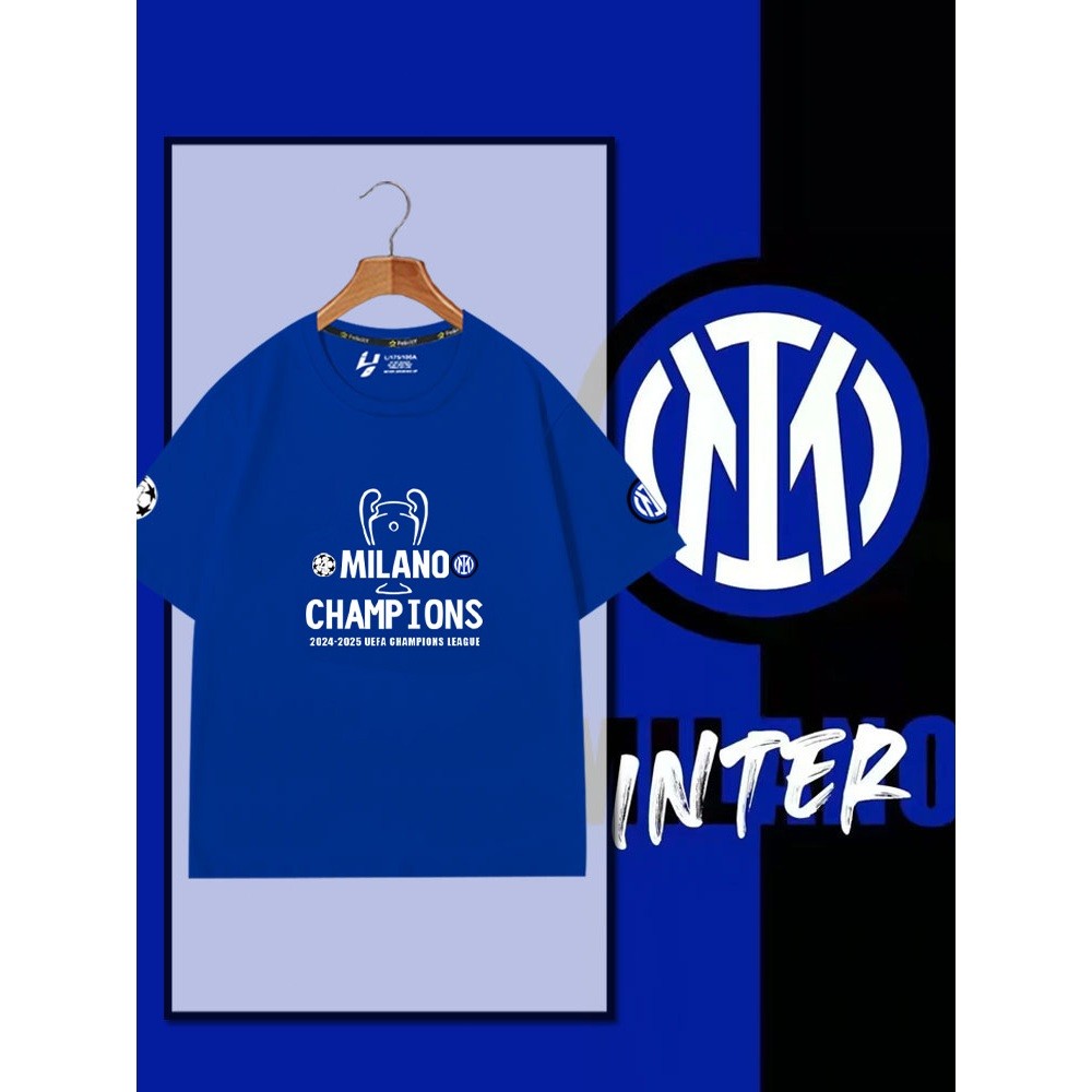 2025 Inter Milan Champions League Victory Commemorative Short sleeved T-shirt for Inter Milan Footba