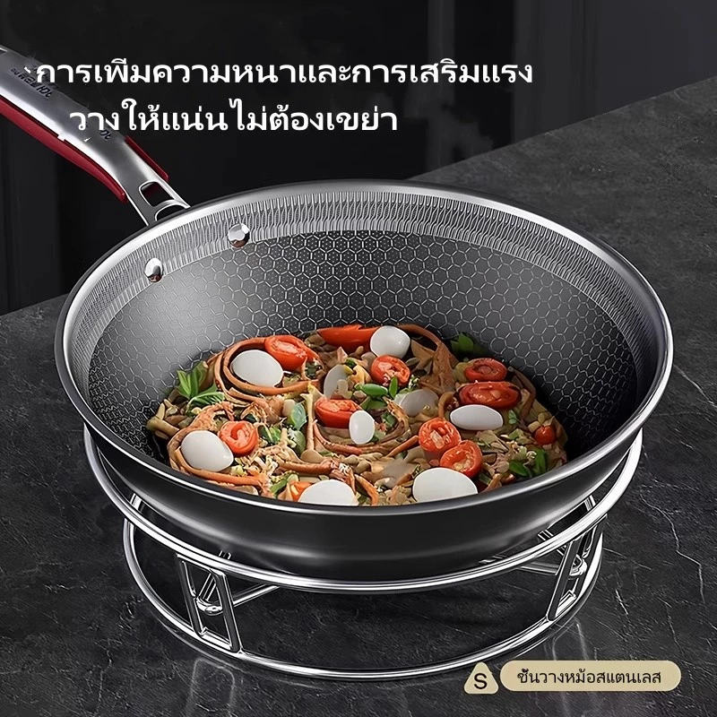 ชั้นวางหม้อสแตนเลส/ชั้นวางเก็บของในครัว/ฝาหม้อฉนวนกันความร้อนป้องกันน้ำร้อนลวก ที่รองหม้อ ชั้นวางนึ่งอาหาร thumbnail 5
