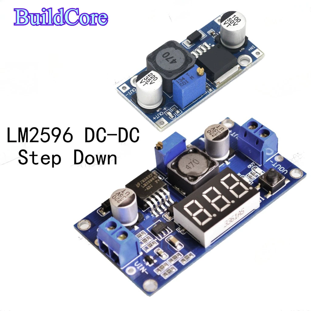LM2596 DC-DC Adjustable Buck Converter step down ตัวควบคุมแรงดันไฟฟ้า แบบปรับได้ พร้อมโวลต์มิเตอร์ LEDBuildCore